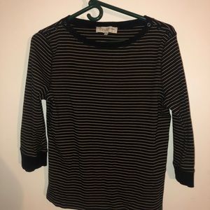 cropped sleeve striped tee